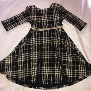 Black & gold dress with gold belt